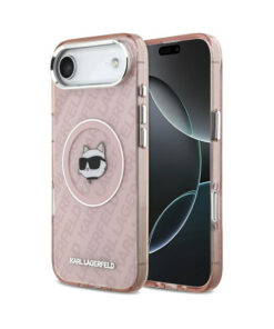 iPhone 17 Air (6,6") Oriģinālais KARL LAGERFELD IML Choupette Head Logo MagSafe vāciņš – Rozā